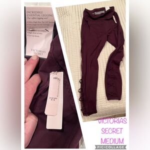 Victoria's Secret Burgundy Leggings with Lace-Up Detail